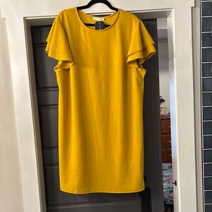 Ces Femme Yellow Ruffle Sleeve Dress